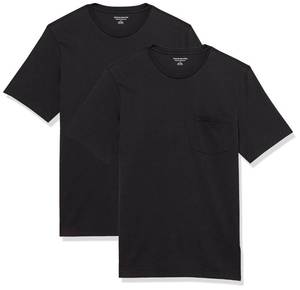lot 5679 image: Amazon Essentials Mens Short-Sleeve Crewneck Pocket T-Shirts, Pack of 2, Black, XX-Large - Retail $16