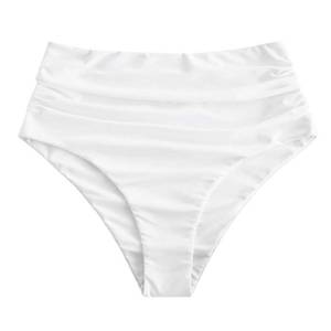lot 5696 image: ZAFUL Women High Waisted Bikini Bottoms Ruched Swimsuit Bottom Tummy Control Bathing Suit Bottoms White XL - Retail $25