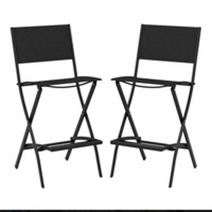 lot 4567 image: Folding Patio Bar Stools Set of 2 with Backrest - Retail $209