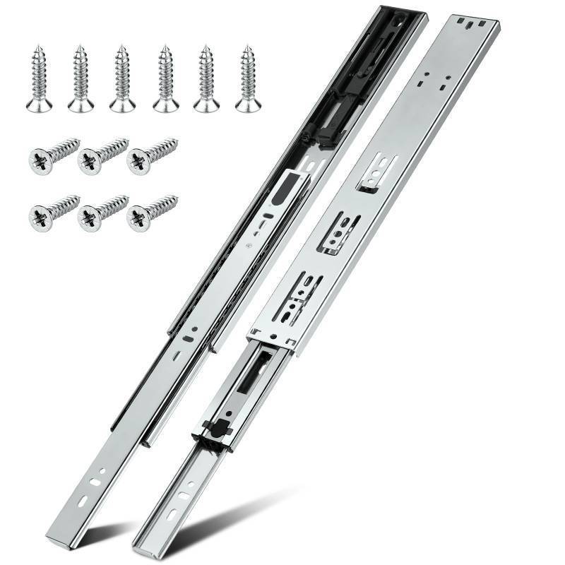 lot 1241 image: HBL 2 Pairs  Soft Close Drawer Slides 22 inch, Heavy Duty Cabinet Drawer Slides Replacement - Ball Bearing Full Extension, 200 LB Capacity, Made of Cold-Rolled Steel, Rust-Resistant & Long-Lasting. - Retail $44