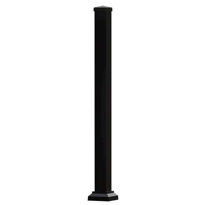 lot 1254 image: 3 in. x 3 in. Heavy Duty Aluminum Railing Post Supports up to 800lbs, Porch and Deck Railing Post with AAMA2604 Powder Coating, IBC Compliant and Certified, Textured Black (39 in. Height) - Retail $68