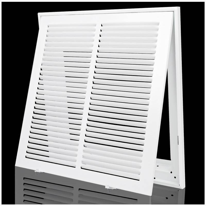 lot 1261 image: Return Air Grille 14x14,Air Return Vent Cover for Ceiling and Wall,Steel HVAC AC Vent Cover Grill Fits Duct Opening 14W x 14H,Holds 1 Thick AC Filter - Retail $40