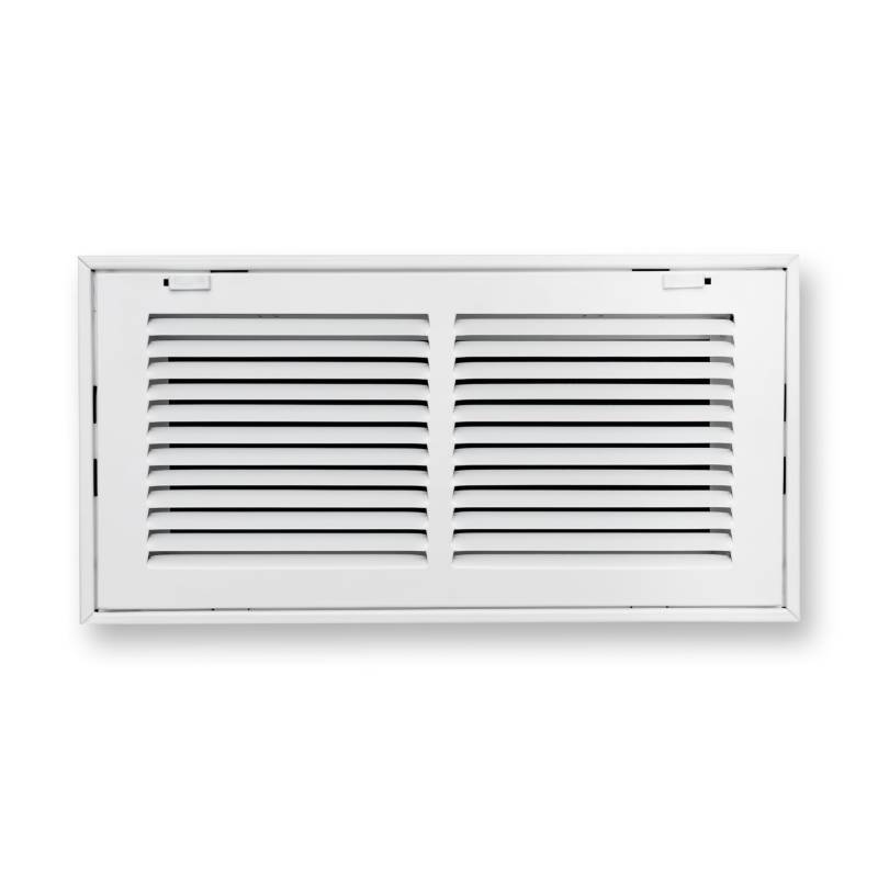 lot 1269 image: Fits 14x6 Duct Opening  Steel Return Air Filter Grille by Handua Removable Door for 1-inch Filters  Vent Cover Grill  White  Easy-to-Use Plastic Latches  Outer Dimensions 16 58W X 8 58H - Retail $36