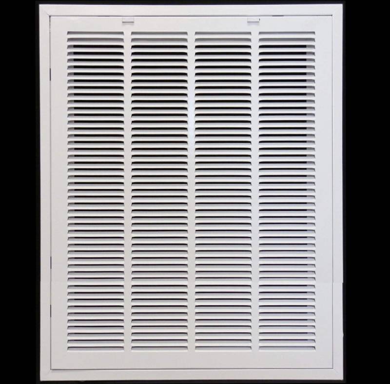 lot 1309 image: HVAC Premium 22 x 32 Duct Opening Steel Return Air Filter Grille, for 1-inch Filter, Removable Door, Flat Stamped HVAC Vent Cover Grille, Outer Dimensions 24.5 x 34.5 - Retail $120