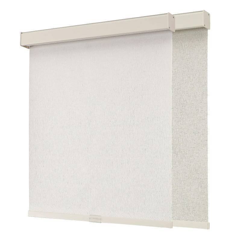 lot 1311 image: Joydeco Cordless Blackout Roller Shades, Premium Woven Fabric Blinds for Indoor Windows, Thermal Insulated UV Protection Roller Window Shades for Home and Office (Lvory, 34.5 W x 72 H) - Retail $60