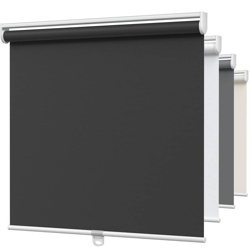 lot 1312 image: MYshade Blackout Cordless Roller Shades, Room Darkening Free-Stop Roll Up Blinds for Windows, Pull Down Blocking Blind for Home and Office, Easy to Install, 42.5 W X 72 H, Black - Retail $53