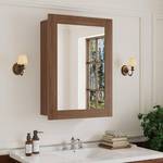 24 x 30 Inch Walnut Grain Medicine Cabinet with Mirror, Recessed or Wall-Mounted Wood Storage Cabinet for Bathroom, Adjustable Shelves, Soft-Close Hinges, Rectangle - Retail: $190