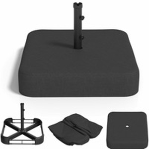 lot 4594 image: AECOJOY Umbrella Stand Outdoor Base, 220 lbs Patio Umbrella Base Heavy Duty Sand Filled Weighted Umbrella with 2 Sandbags, All-Weather Cover, Fit for Poles up to 1.9, for 15 ft Large Market Umbrella - Retail $54