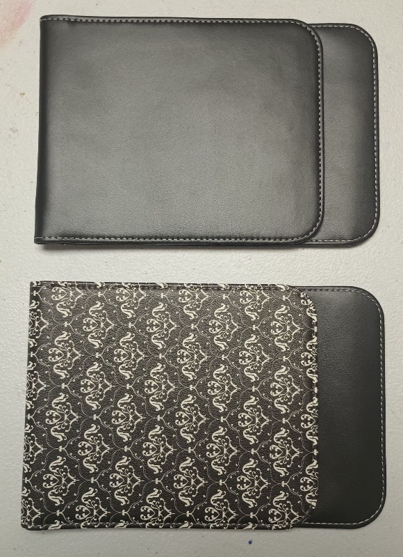 lot 109 image: Black Leather Wallet Set with Decorative Pattern and Shoulder Straps