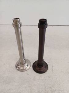 lot 67627 image: Jones Stephens 6in Ceiling Mount Shower Arm, 2 Pack, Oil Rubbed Bronze And Brushed Nickel