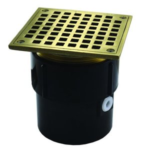 lot 67653 image: 3 x 4 Pipe Fit Drain Base with 3-12 Metal Spud 6 Nickel Bronze Strainer ABS