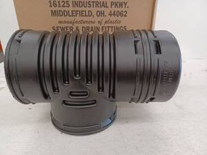 lot 67752 image: 3 Pack Of Corrugated Black HDPE 6 inch Blind Tee