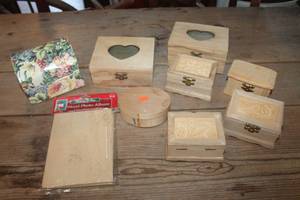 lot 1337 image: Wooden Craft Trinket Boxes & More