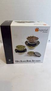 lot 1106 image: Imperial Home 10pc glass bowl set new in box
