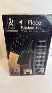 lot 1127 image: Gourmet Traditions 41 pc kitchen set with counter block