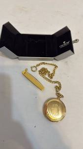 lot 1143 image: Croton gold replica quartz pocket watch and pocket knife