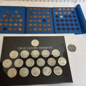 lot 1150 image: Great Olympic Moments commemorative coins and Lincoln penny collection