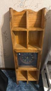 lot 1204 image: Wall shelf with clock 10.5x37x5
