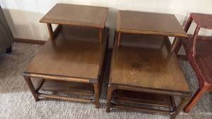 lot 1301 image: 2 Mid Century Modern side tables each 23x22x30