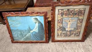 lot 1306 image: Christ on Mount Oive 19.5x23 and The Crucifix 23x19 framed prints