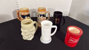 lot 1314 image: Beer mugs and can holder