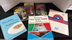 lot 1350 image: Rand McNally atlas, Drive America guides and Profile of the Nations
