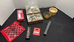 lot 1373 image: Magnetic chess set, poker chips, keys and more
