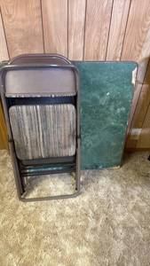 lot 2005 image: Card table and 4 chairs located in basement