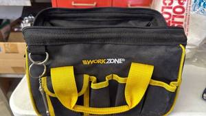 lot 3043 image: Work Zone tool bag with pliers, screwdrivers, needle nose pliers and more