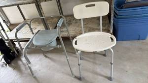 lot 3082 image: Shower chair and portable potty