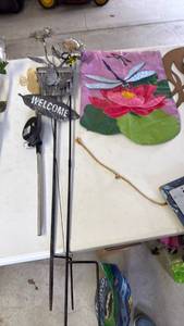 lot 3090 image: Yard art with flag holder and flag