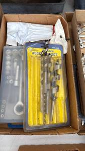 lot 3215 image: Auger bit set, socket set, files and hex key wrench