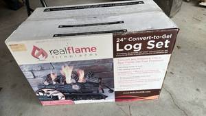 lot 3227 image: Real flame fireplace 24inch log set new in box