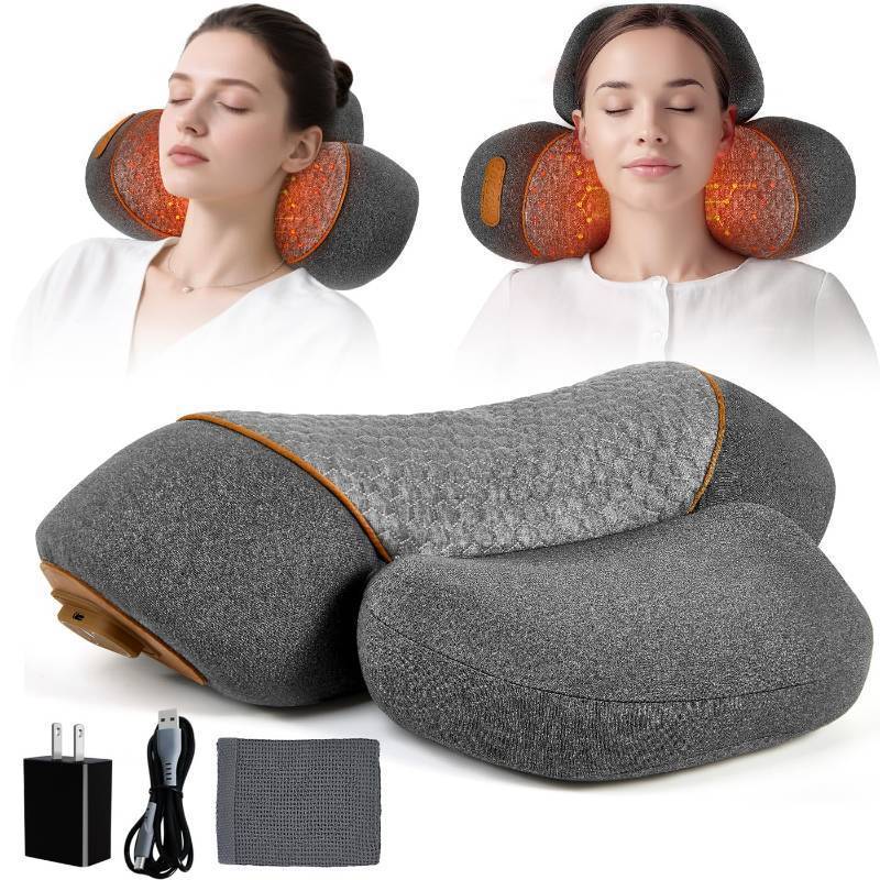 lot 24951 image: Upgraded Neck Massager Pillow, 3-in-1 Neck Massager, Traction Massage with Heat, Neck Pillow for Shoulder Pain, Deep Tissue Pain Relief,Rechargeable TheraPillow - Retail $96