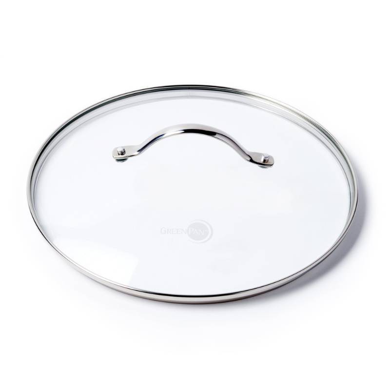 lot 26359 image: GreenPan Glass Lid with Stainless Steel Handle, 12, Silver - Retail $30