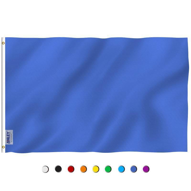 lot 31191 image: Anley Fly Breeze 3x5 Foot Solid Blue Flag - Vivid Color and Fade proof - Canvas Header and Double Stitched - Plain Royal Blue Flags Polyester with Brass Grommets 3 X 5 Ft - Retail $7