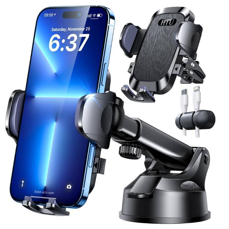 lot 32587 image: HTU 98LBS Strongest Suction & Military-Grade Ultimate Car Phone Mount Patent & Safety Certs Cell Phone Holder Truck Stand for Dashboard Windshield Vent for iPhone 17 Pro Max 16 15 Samsung (Black) - Retail $30