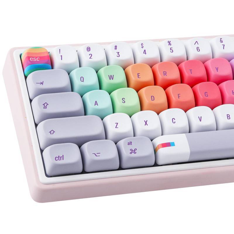 lot 32611 image: Tsungup MOA Profile Keycaps,131 Keys Gray Rainbow Candy Custom Keycaps,PBT Cute Dye Sub Key Caps Keyboard Keycap Set for MX Switches Mechanical - Retail $30