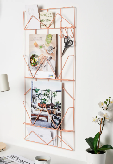 lot 20591 image: IKEA Kvicksund Steel Memo Board Wall Hanging Storage Rack 2pk 34x15in Pink