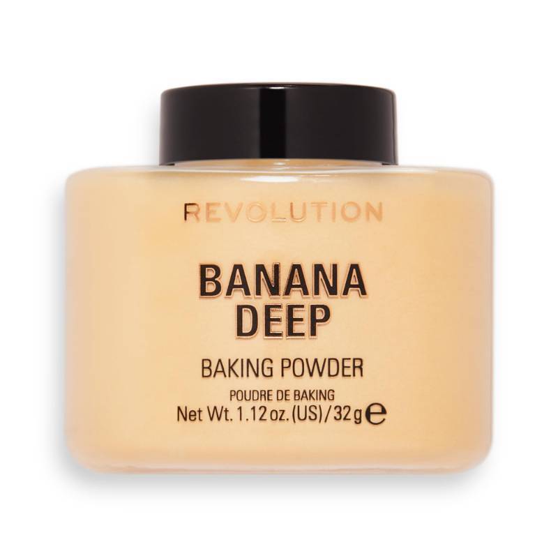 lot 37067 image: Revolution, Loose Baking Powder, Makeup Setting Powder, Long-Lasting Coverage, Mattifies & Reduces Shine, Banana Deep, 1.12 oz - Retail $7