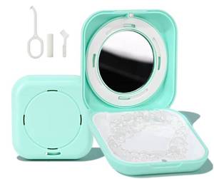 lot 17022 image: Retainer Case, Slim Aligner Case with Vent Holes, Compatible with Invisalign, Mouth Guard Case with Mirror, Cute Orthodontic Retainer Case with Retainer Removal Tool and Brush - Retail $9