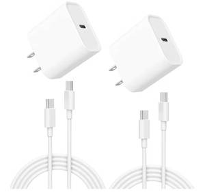 lot 17030 image: iPhone Charger, 2 Pack 20W USB C Fast Wall Charger Block with 2 Pack 6 FT USB-C to C Cable for iPhone 17 16 15 PlusProPro MaxiPad ProAirMini, Galaxy, AirPods Pro - Retail $14