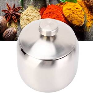 lot 17033 image: Stainless Steel Large Sugar Bowl Jar With Lid Storage for Salt Candy Coffee Dishwasher Safe - Retail $8
