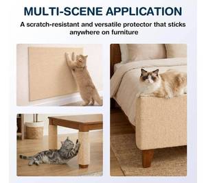 lot 17067 image: Cat Scratch Furniture Protector, Self-Adhesive Couch Protector from Cat Claws, Cats Scratching Mat for Couch, Sofa, Wall & Door, DIY Cat Scratch Pads Replacement, 2 Pack  - Retail $30