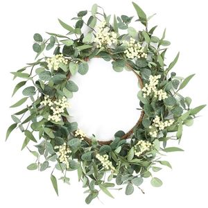 lot 17072 image: 20 Eucalyptus Wreath for Front Door, Porch, Window - Green Decor for Home, Farmhouse - Spring, Summer, Fall, All Seasons - Retail $30