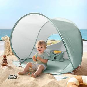 lot 17086 image: Tiny Land Baby Beach Tent �� Pop Up Baby Tent with UV Protection, Portable Baby Beach Essentials, 35.4x27.6x31.5 Sun Shelter for Infants, Baby Outdoor Use (Pastel Aqua) - Retail $43