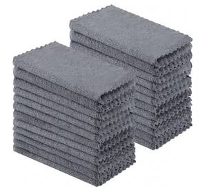 lot 17088 image: 24 Pack Kitchen Cloths Dish Towels (10 x 10, Grey), Super Soft and Absorbent Dish Cloths, Nonstick Oil Fast Drying Coral Velvet Microfiber Cleaning - Retail $20