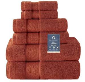 lot 17097 image: Burnt Orange Bath Towel Set 6 Piece, Luxury 100% Turkish Cotton 650GSM Hotel Quality, Soft, Absorbent, Towel Sets for Bathroom with 2 Bath Towels 2 Hand Towels 2 Washcloths - Retail $44