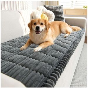 lot 17101 image: Couch Cover for Dogs, Ultra-Soft Fuzzy Pet Couch Protector, Washable Non-Slip Sofa Slipcovers for 2 Cushion Sofa, Pet Friendly Thick Dog Mat(Dark Gray,24 x60 in) - Retail $49