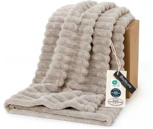 lot 17105 image: Bedsure GentleSoft Beige Throw Blanket for Couch - Teacher Appreciation Graduation Gifts Birthday Gifts for Women Her, Cozy Fleece Blankets for Women, Small Plush Fuzzy Throws for Girls, 50x60 Inches - Retail $27